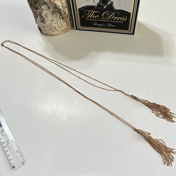 ANN PAIGE Gold Long Double Tassel Necklace • New - Picture 5 of 5